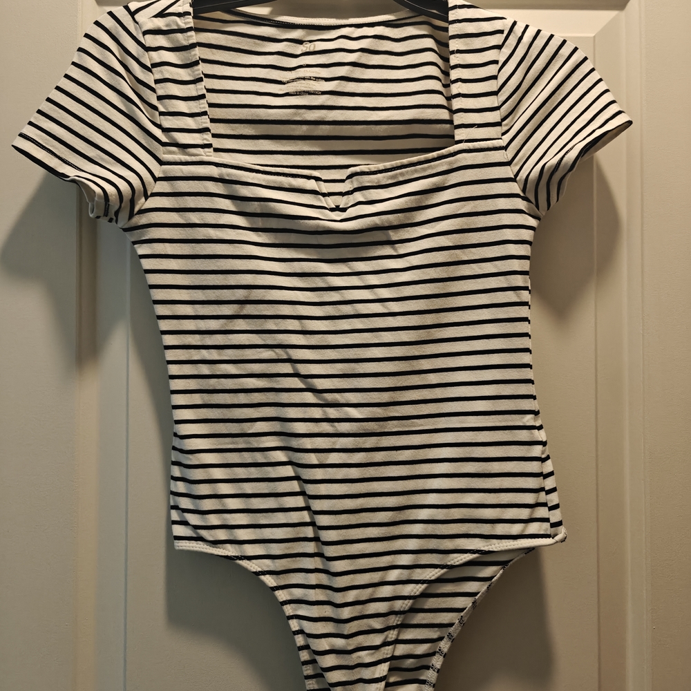 SO Black and White Striped Bodysuit One Piece